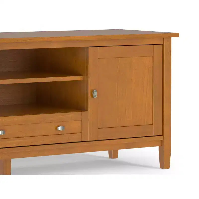 Mobile TV basso di design moderno in legno massello color noce, 183 cm, per TV fino a 80 pollici