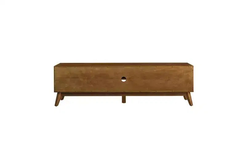 Mobile TV con anta intrecciata in rattan Mid-Century Modern da 67,9 pollici, adatto per TV fino a 75 pollici; ideale per soggiorni, finitura noce