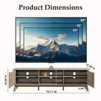 Mobile porta TV moderno da 70", Centro intrattenimento per TV fino a 80", Consolle multimediale in legno con vani aperti e armadietti laterali
