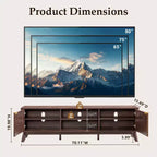 Mobile porta TV moderno da 70", Centro intrattenimento per TV fino a 80", Consolle multimediale in legno con vani aperti e armadietti laterali