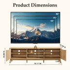 Mobile porta TV moderno da 70", Centro intrattenimento per TV fino a 80", Consolle multimediale in legno con vani aperti e armadietti laterali