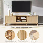 Mobile porta TV moderno da 70", Centro intrattenimento per TV fino a 80", Consolle multimediale in legno con vani aperti e armadietti laterali