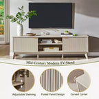 Mobile porta TV moderno da 70", Centro intrattenimento per TV fino a 80", Consolle multimediale in legno con vani aperti e armadietti laterali
