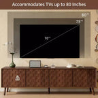 Mobile TV moderno con gambe in legno massello e ante con motivo quadrato testurizzato