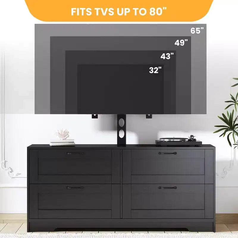Mobile TV con supporto e 4 cassetti per soggiorno, camera da letto, per TV da 32/45/55/65/75/80 pollici