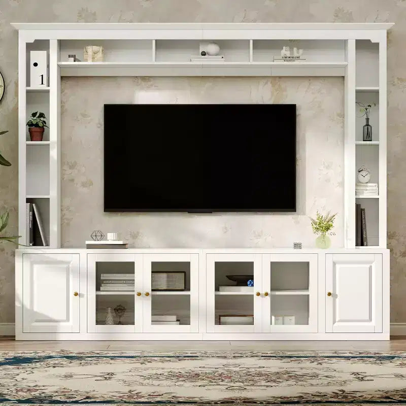 Mobile TV moderno a parete con librerie e ripiani regolabili