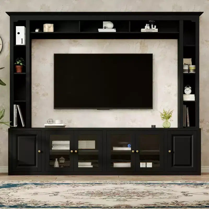 Mobile TV moderno a parete con librerie e ripiani regolabili