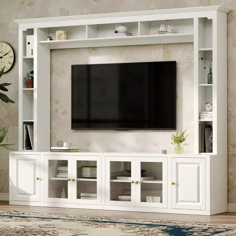 Mobile TV moderno a parete con librerie e ripiani regolabili