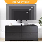 Mobile porta TV con supporto e 4 cassetti per TV da 32/45/55/65/75/80 pollici, mobile TV per camera da letto, soggiorno, mobile multimediale in legno