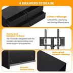 Mobile porta TV con supporto e 4 cassetti per TV da 32/45/55/65/75/80 pollici, mobile TV per camera da letto, soggiorno, mobile multimediale in legno