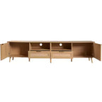 Mobile TV in Stile Modern Farmhouse con Design in Rattan e 2 Cassetti