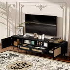 Mobile TV in Stile Modern Farmhouse con Design in Rattan e 2 Cassetti