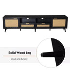 Mobile TV in Stile Modern Farmhouse con Design in Rattan e 2 Cassetti