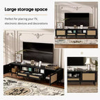 Mobile TV in Stile Modern Farmhouse con Design in Rattan e 2 Cassetti