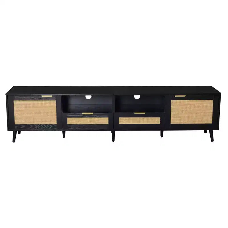 Mobile TV in Stile Modern Farmhouse con Design in Rattan e 2 Cassetti