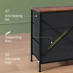 Mobile TV, Cassettiera in Tessuto a 8 Cassetti con Piano in Legno, Centro di Intrattenimento, Mobile TV Console Moderno per Camera da Letto Soggiorno