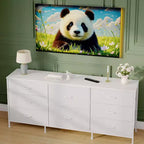Mobile TV, Cassettiera in Tessuto a 8 Cassetti con Piano in Legno, Centro di Intrattenimento, Mobile TV Console Moderno per Camera da Letto Soggiorno