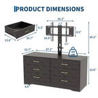 Mobile TV a 6 cassetti con supporto per TV da 32 a 80 pollici, centro di intrattenimento in legno con altezza regolabile, console multimediale con vani portaoggetti