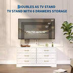 Mobile TV a 6 cassetti con supporto per TV da 32 a 80 pollici, centro di intrattenimento in legno con altezza regolabile, console multimediale con vani portaoggetti