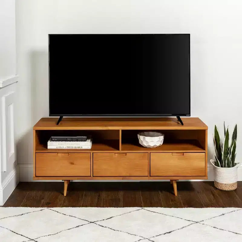 Mobile TV moderno di metà secolo a 3 cassetti per TV fino a 65 pollici