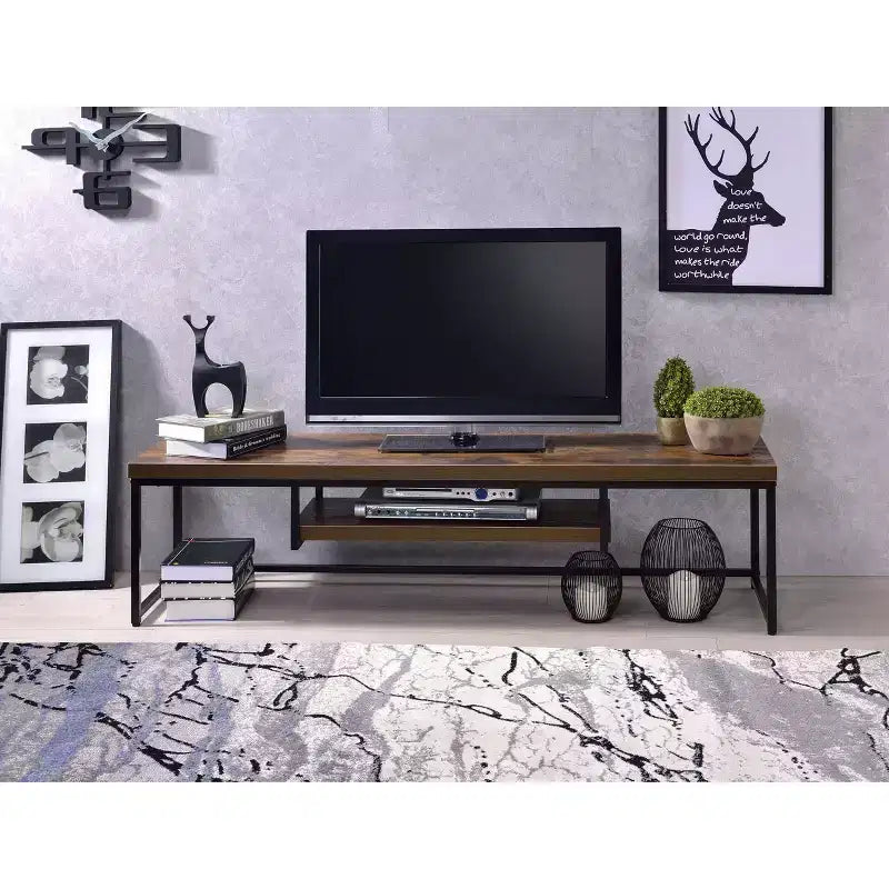 Mobile TV per televisori fino a 47", finitura rovere anticato/metallo nero