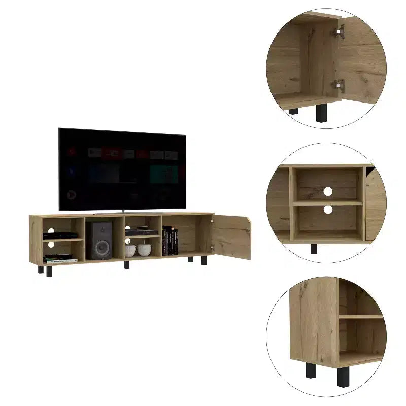 Open Shelves Mobile TV Stand for TVs up to 70", Modern Design - Boahaus