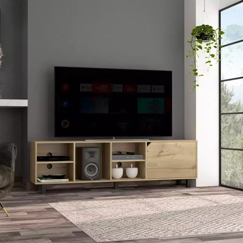 Mobile TV Stand con Ripiani Aperti per TV fino a 70", Design Moderno